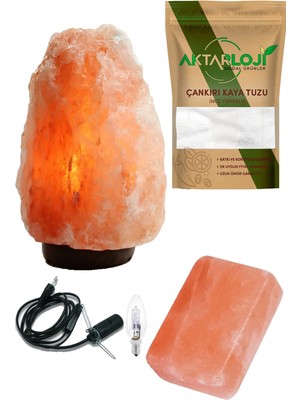 Aktarloji 3'lü Set, Doğal Himalaya Tuzu Lambası 2-3 kg + 1 kg Yemeklik Çankırı Kaya Tuzu + 1 Ad Himalaya Sabunu