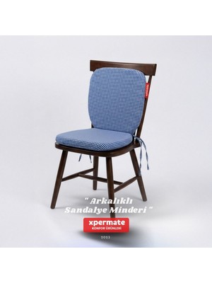 Xpermate Pötikare Sırtlıklı Sandalye Minderi 42X42 Fermuarlı Yıkanabilir Kılıf Bağcıklı Minder Standart Fit