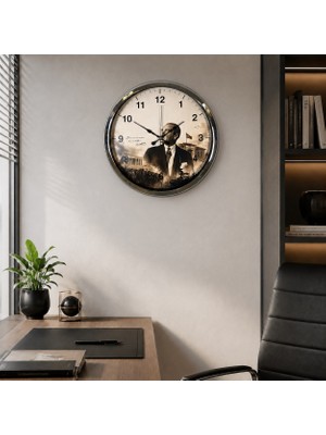 Teknoparkx Cumhuriyet Yıldızı Krom 40 x 40 cm Metal Duvar Saati