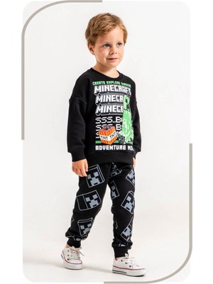 Cg Kids Şort Baskı Detaylı 3 Iplik Erkek Çocuk Sweatshirt & Eşofman Alt Üst Takım Süper Kalite Kumaş