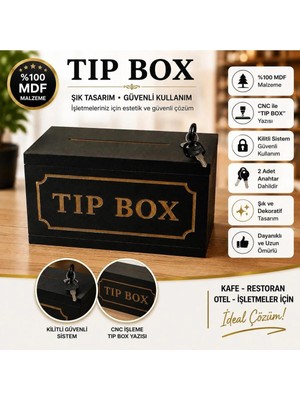 Bozkurt Cnc Bahşiş Kutusu Tip Box %100 Mdf Cnc Kalıcı Tip Box Yazılı Şık Görünüm Kilitli ve 2 Adet Anahtarlı