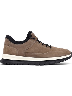 Derimod Erkek Vizon Bağcıklı Kalın Tabanlı Nubuk Deri Casual Sneaker WM710010DN