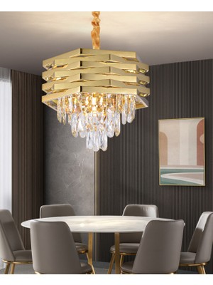 Corde 40'lık Gold Kaplamalı Kristal Avize