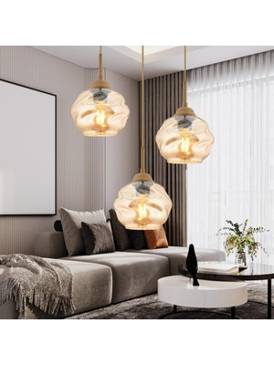 Apliqa Darko 3lü Yuvarlak Eskitme Modern Sarkıt Oturma Odası Salon Sarkıt Avize