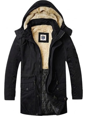 Alaska The Last Frontier Regular Fit Çıkarılabilir Kapüşonlu Saf Pamuk Gabardin Kumaş Uzun Parka Kaban