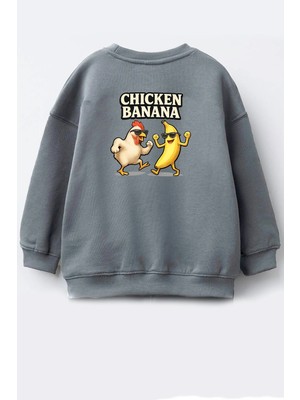 Monila Unisex Çocuk Sırtı Baskılı 3 Iplik Kumaş Pamuklu Sweatshirt