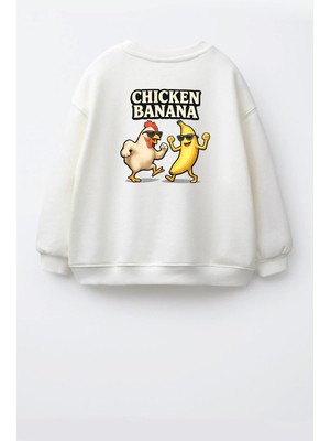 Monila Unisex Çocuk Sırtı Baskılı 3 Iplik Kumaş Pamuklu Sweatshirt