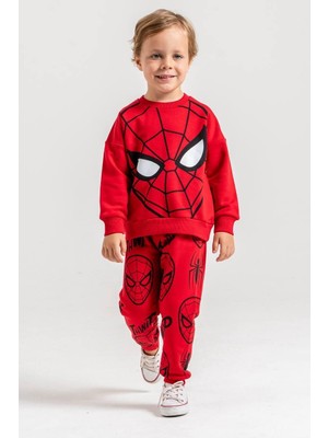 Cg Kids Kırmızı Ağ Şort Baskı Detaylı 3 Iplik Erkek Çocuk Sweatshirt & Eşofman Alt Üst Takım Süper Kalite Kumaş