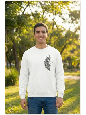 Modi Sevgililer Günü Baskılı Oversize Bisiklet Yaka Sweatshirt Beyaz