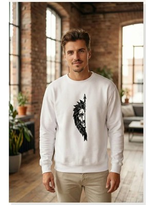 Modi Oversize Bisiklet Yaka Sevgililer Günü Baskılı Sweatshirt Beyaz