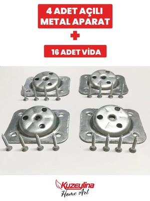 Kuzeylina 4 Adet Metal Sehpa Ve Ahşap Ayak Bağlantı Aparatı Açılı Ayak Aparatı Zigon Sehpa Masa Koltuk Puf