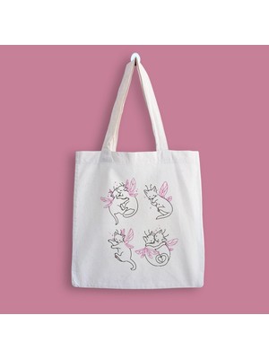 Designedfy Cats Baskılı Bez Çanta