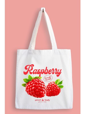 Designedfy Raspberry Baskılı Bez Çanta, Tote Bag