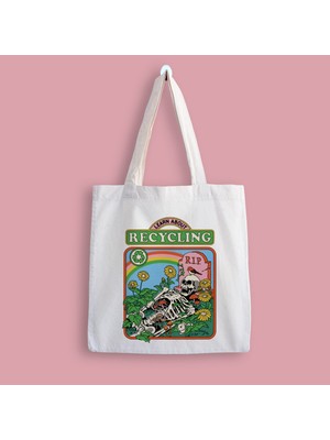 Designedfy Recycling Baskılı Bez Çanta Kadınlar İçin Günlük Kullanımda Şık ve Konforlu Seçim