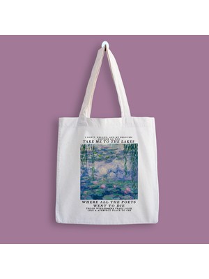 Designedfy Monet The Lakes Baskılı Bez Çanta
