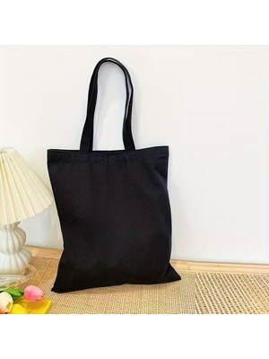 Designedfy Siyah Gabardin Bez Çanta Baskısız %100 Pamuk