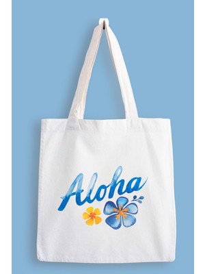 Designedfy Aloha Baskılı Bez Çanta, Tote Bag