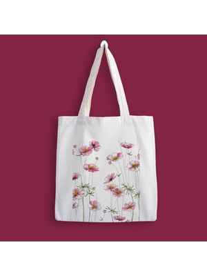 Designedfy Çiçek 6 Baskılı Bez Çanta
