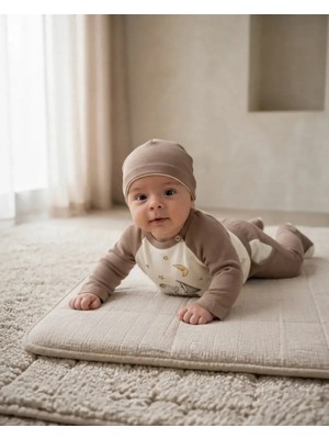Kahverengi Mevsimlik Kız Bebek Pamuklu Takım