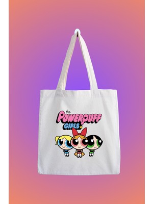 Designedfy The Powerpuff Girls Su Geçirmez Baskılı Bez Çanta