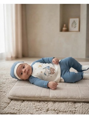 Indigo Renkli Pamuklu Erkek Bebek Mevsimlik Takım