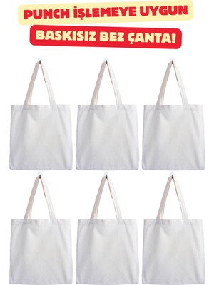 Designedfy Punch Işlemeye Uygun Su Geçirmez Baskısız Bez Çanta 6 Adet 35X40CM