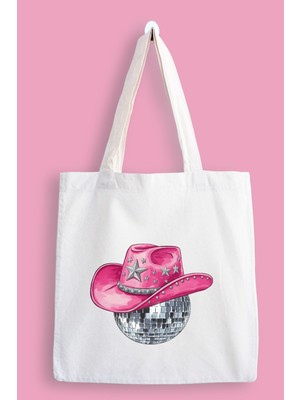 Designedfy Cowboy Disco Su Geçirmez Baskılı Bez Çanta, Tote Bag