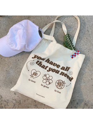 Designedfy Aesthetic Su Geçirmez Baskılı Bez Çanta