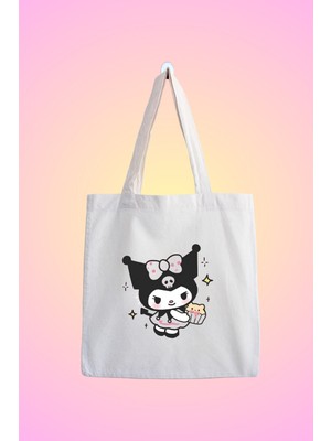 Designedfy Kuromi Su Geçirmez Baskılı Bez Çanta