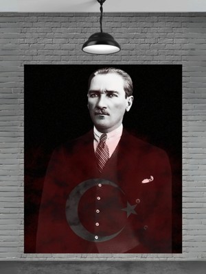 Marsilyan Mustafa Kemal Atatürk Dekoratif Cam Duvar Tablosu | Modern Salon Dekoru | Seri Vgtuwo