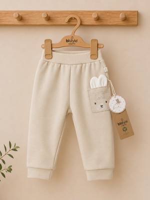Bistyle %100 Organik Patiksiz Unisex Tek Alt - 6-9 Ay / Bej