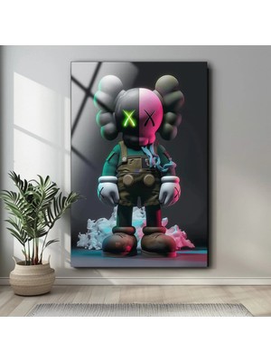 Marsilyan Kaws Modern Cam Tablo | Şık Duvar Sanatı ve Ev Dekoru | Seri 7tjjq4