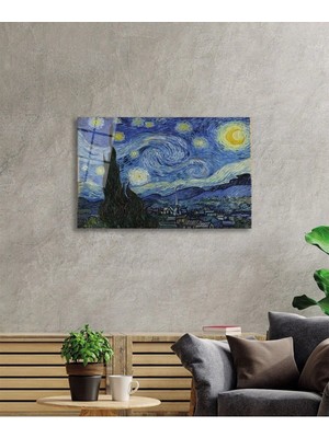 Marsilyan Vincent Van Gogh Yıldızlı Gece Modern Cam Tablo | Şık Duvar Sanatı ve Ev Dekoru | Seri Jooqjr