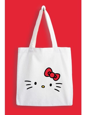 Designedfy Hello Kitty Baskılı Su Geçirmez Bez Çanta