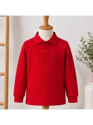 Dereff Polo Yaka Uzun Kollu T-Shirt (Kırmızı) 14 Yaş