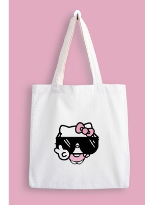 Designedfy Hello Kitty Cute Baskılı Su Geçirmez Bez Çanta