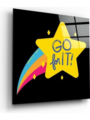 Marsilyan Go For It" Dekoratif Cam Duvar Tablosu | Modern Salon Dekoru | Seri Ffhgbh
