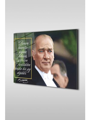 Marsilyan Atatürk Özel Tasarım 11 Dekoratif Cam Tablo | Salon ve Ofis Duvar Dekoru | Seri 6yvrea