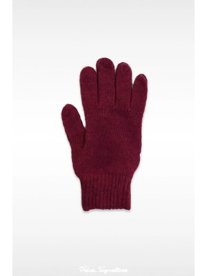PIECE SIGNATURE 2024 Yeni Beş Parmak Angora Eldiven Düz Renk ( %50 Viscose %40 Polyamide %10 Angora )