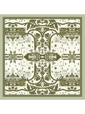Arancia Yeşil 90X90 Ipek Twill Eşarp