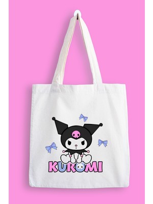 Designedfy Kuromi Kurdele Baskılı Su Geçirmez Bez Çanta