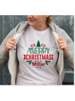 Modi Yılbaşı Merry Christmas Miller Baskılı Oversize Bisiklet Yaka T-Shirt Beyaz