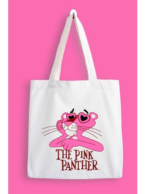 Designedfy Pembe Panter Baskılı Su Geçirmez Bez Çanta