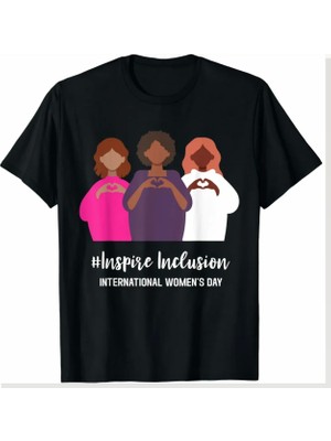 Modi 8 Mart Dünya Kadınlar Günü Baskılı Oversize Bisiklet Yaka T-Shirt Siyah