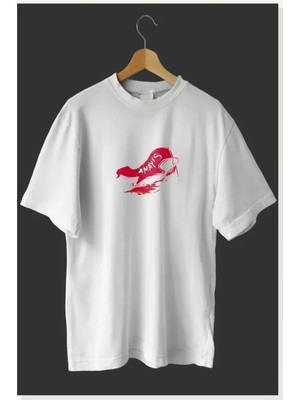 Modi 1 Mayıs Emekçiler Günü Baskılı Oversize Bisiklet Yaka T-Shirt Beyaz