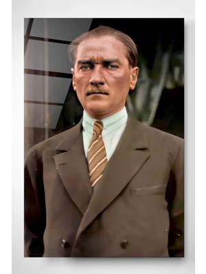Marsilyan Mustafa Kemal Atatürk Teması Dekoratif Cam Tablo | Salon ve Ofis Duvar Dekoru | Seri Mlzfx7