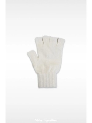 PIECE SIGNATURE 2024 Yeni, Kesik Parmak Angora Eldiven Düz Renk ( %50 Viscose %40 Polyamide %10 Angora )