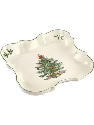 Mucize Spode Christmas Tree Devonia Tray 20CM / 8in - Kare Servis ve Sunum Tabağı