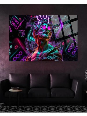 Marsilyan Neon Büst Canlı Renkli Modern Dekoratif Cam Duvar Tablosu | Duvar Sanatı | Seri THMQ55