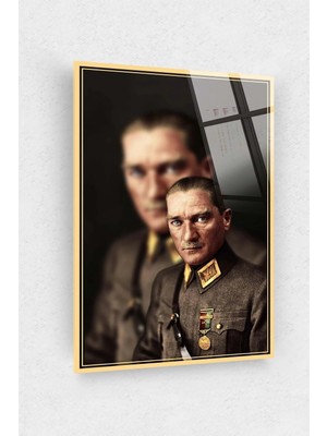 Marsilyan Mustafa Kemal Atatürk Dekoratif Cam Tablo | Salon ve Ofis Duvar Dekoru | Seri Icsfxm